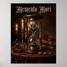 Memento Mori Hourglass Skull Vanitas Dark