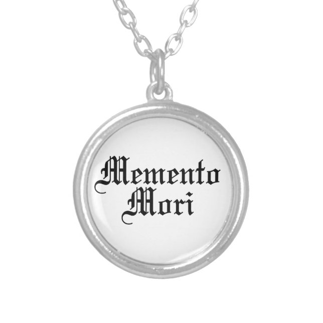 Memento Mori - Latin Phrase Silver Plated Necklace (Front)