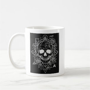 Memento Mori: Modern Line Art Skull & Floral Manda Coffee Mug