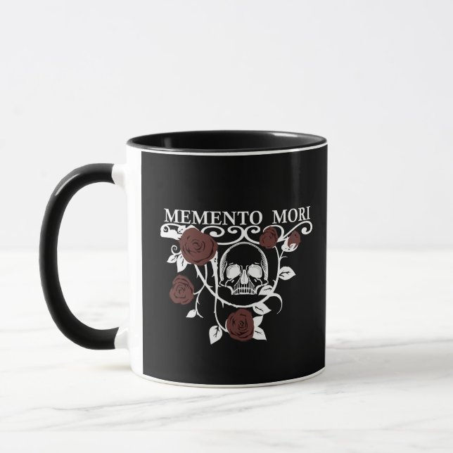 Memento mori red roses mug (Left)
