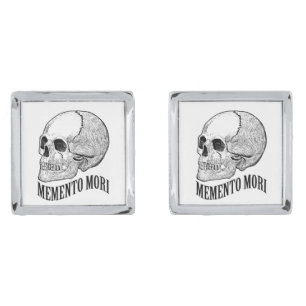 Memento mori silver cufflinks