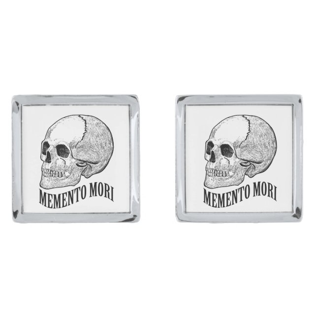 Memento mori silver cufflinks (Front)