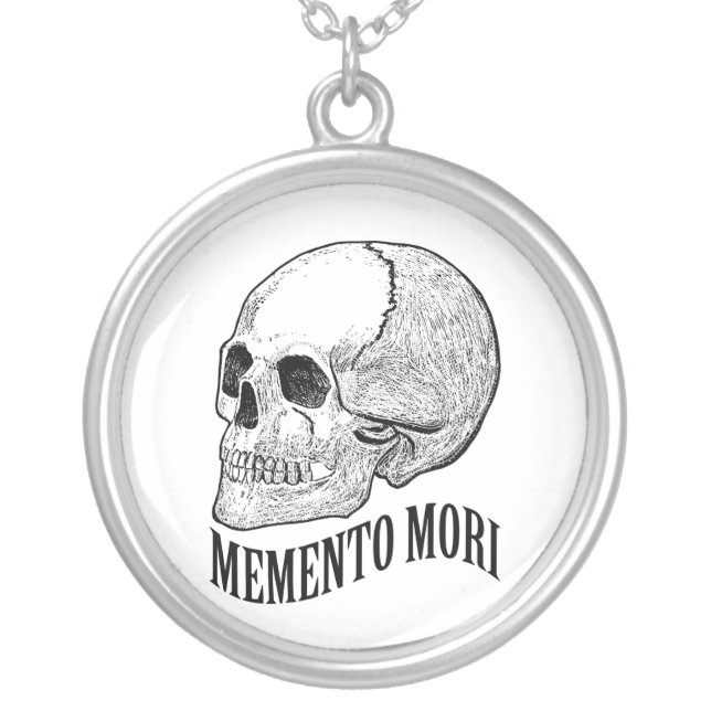 Memento mori silver plated necklace (Front)