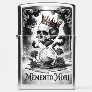 Memento Mori Skull and Hourglass Zippo Lighter