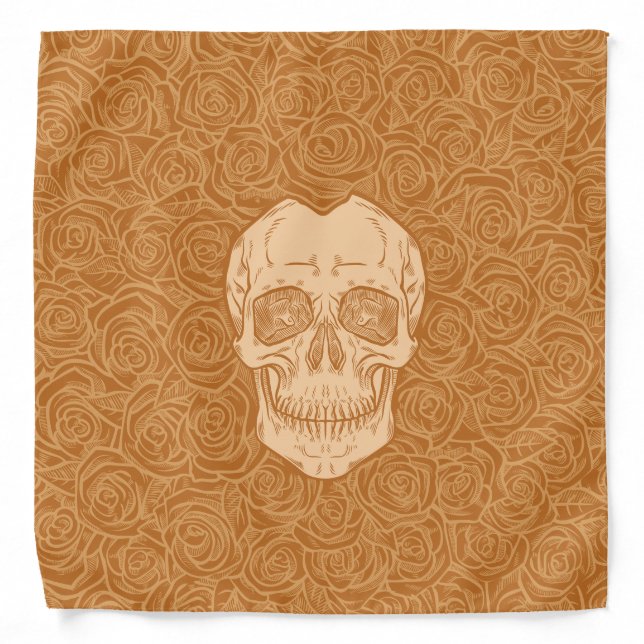 Memento Mori! Skull and Roses, Hand Drawn Bandana (Front)