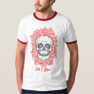 Memento Mori! Skull and Roses, Hand Drawn T-Shirt