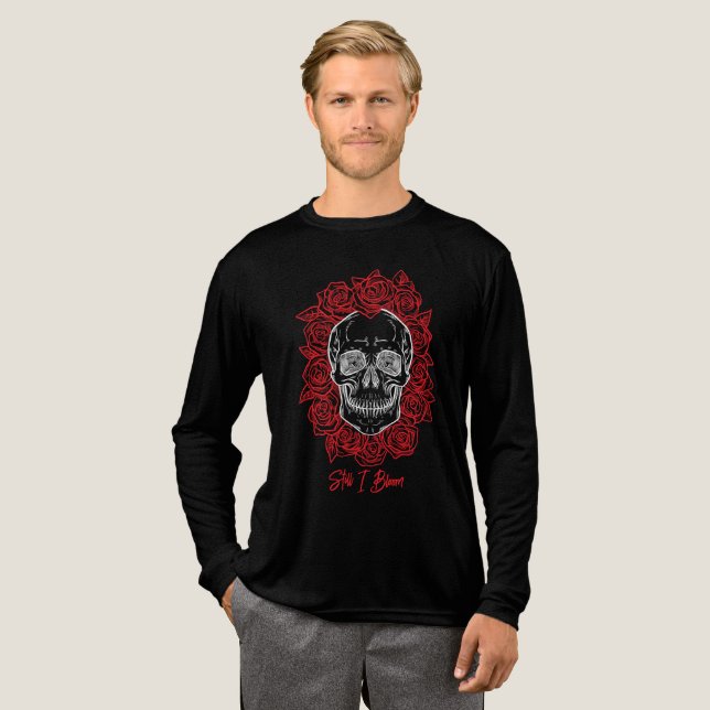 Memento Mori! Skull and Roses, Hand Drawn Tri-Blend Shirt (Full Front)