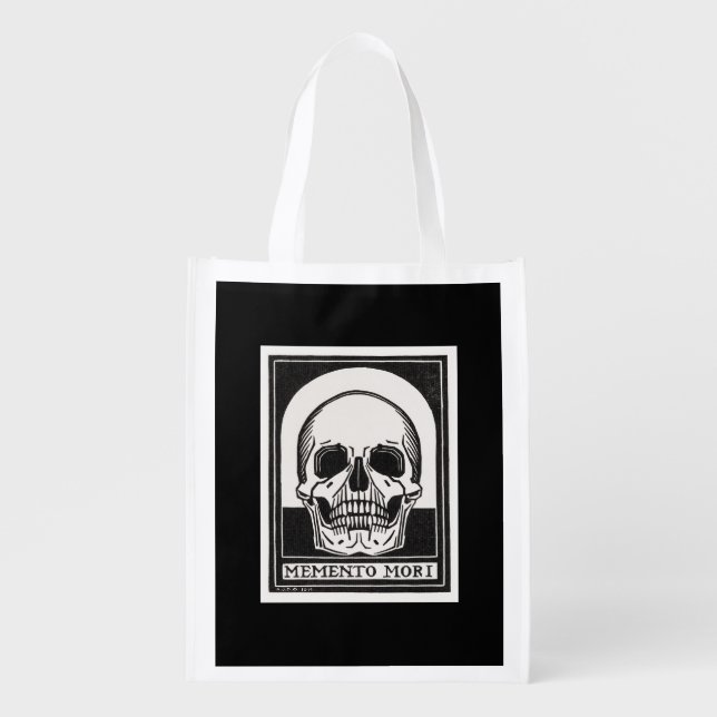 Memento Mori Skull Art Grocery Bag (Front)