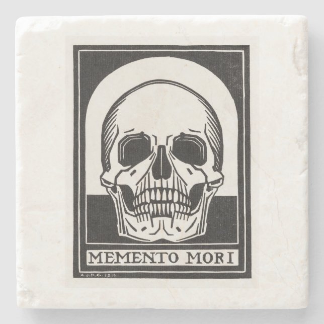 Memento Mori Skull Art Stone Coaster (Front)