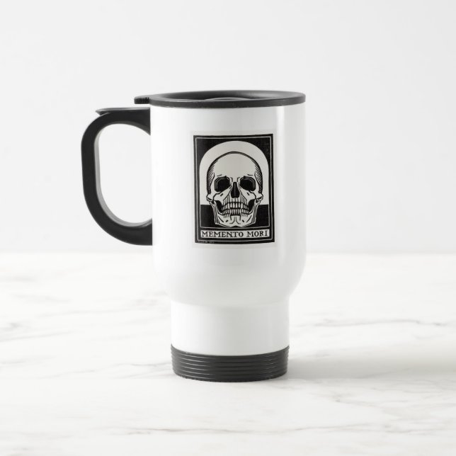 Memento Mori Skull Art Travel Mug (Left)