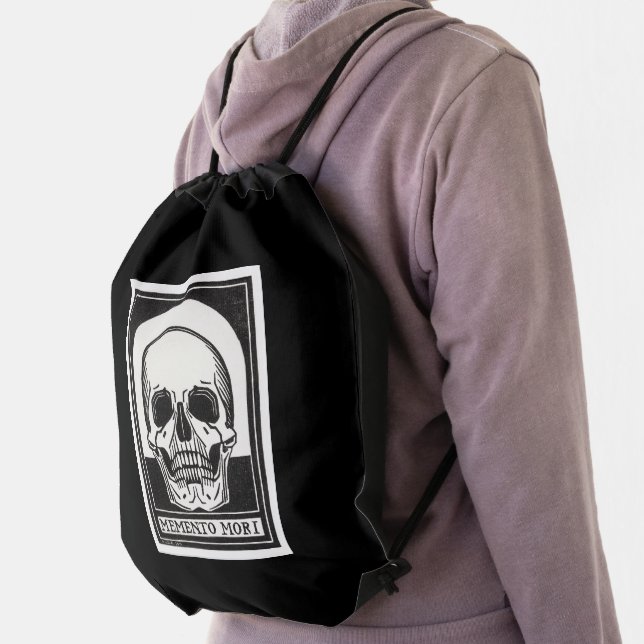 Memento Mori Skull Drawstring Bag (Insitu)