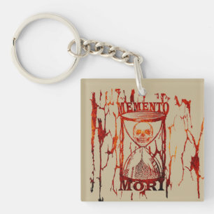 Memento mori skull hourglass keychain