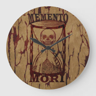 Memento mori skull hourglass large clock