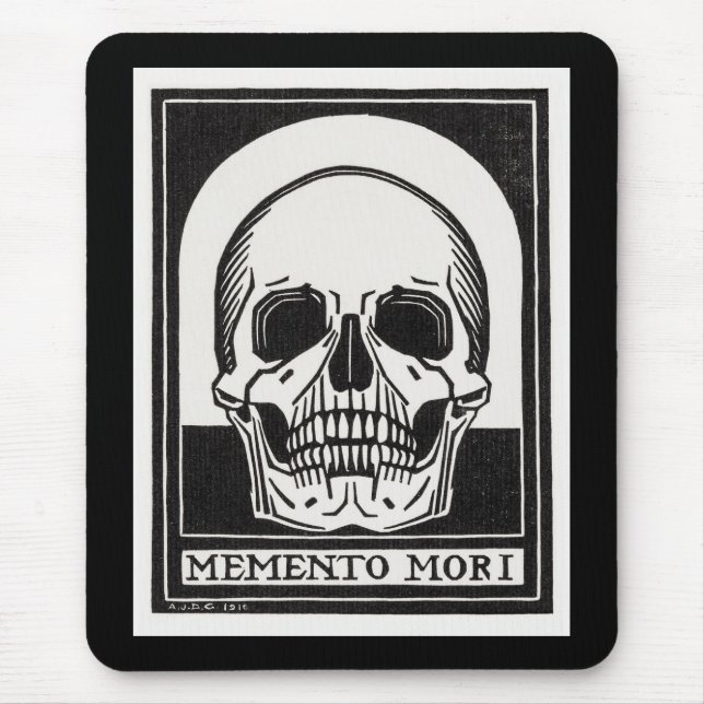 Memento Mori Skull Illustration Art Mouse Pad (Front)