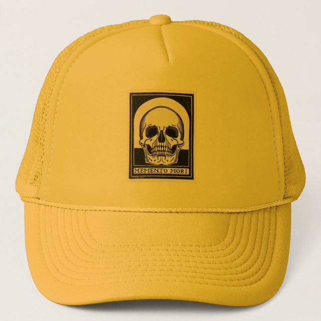 Memento Mori Skull Illustration Trucker Hat (Front)