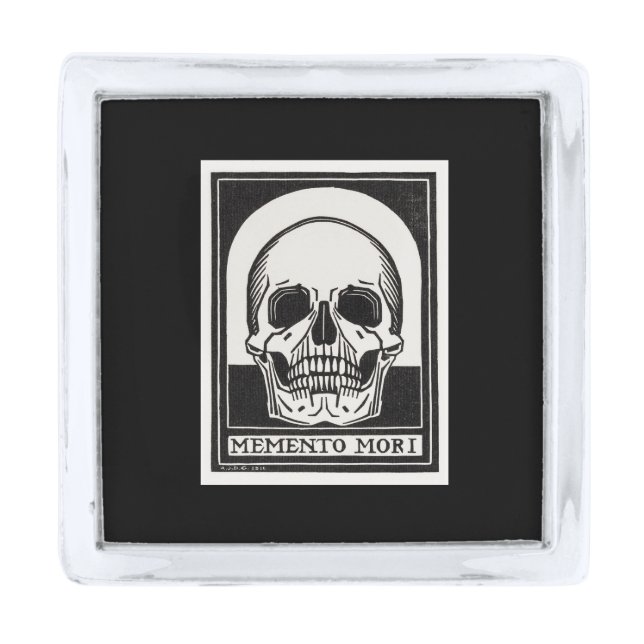 Memento Mori Skull Silver Finish Lapel Pin (Front)