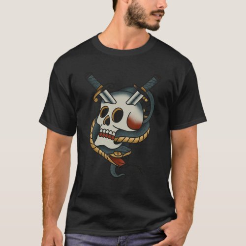 Memento Mori Skull  Snake Light T_Shirt