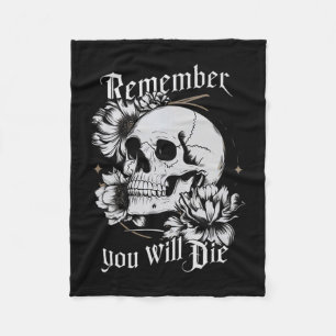 Memento Mori Skull Stoic Philosophy Men Women Lati Fleece Blanket