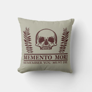 Memento mori skull throw pillow