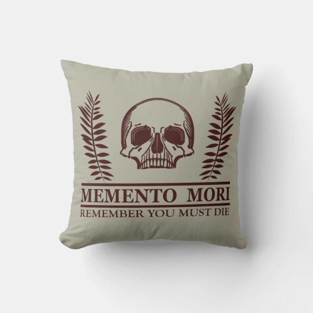 Memento mori skull throw pillow (Front)