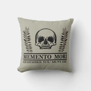 Memento mori skull throw pillow