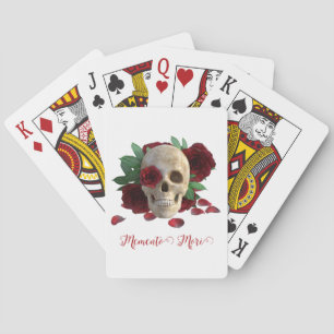 Memento Mori. Skull with red roses Poker Cards