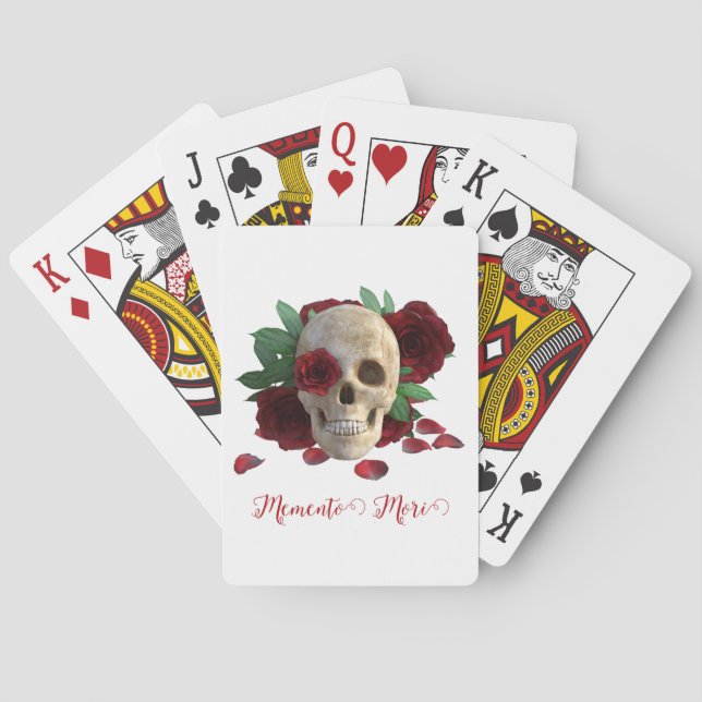Memento Mori. Skull with red roses Poker Cards (Back)