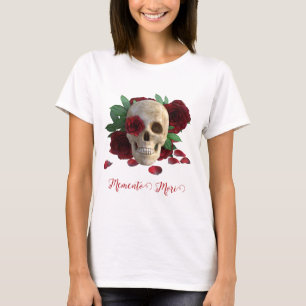 Memento Mori. Skull with red roses T-Shirt