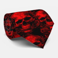 Memento Mori Skulls Red Tie