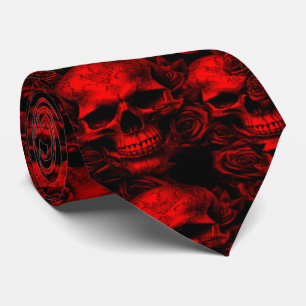 Memento Mori Skulls Red Tie