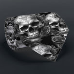 Memento Mori Skulls Silver Tie<br><div class="desc">the abyss or the bliss,  for certain the truth</div>