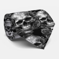 Memento Mori Skulls Silver Tie