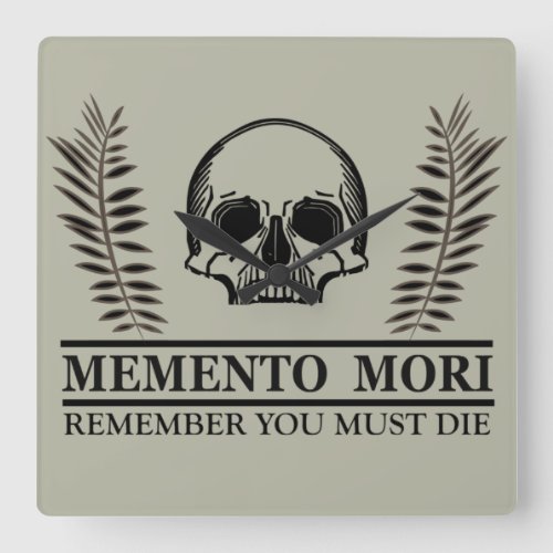 Memento mori square wall clock