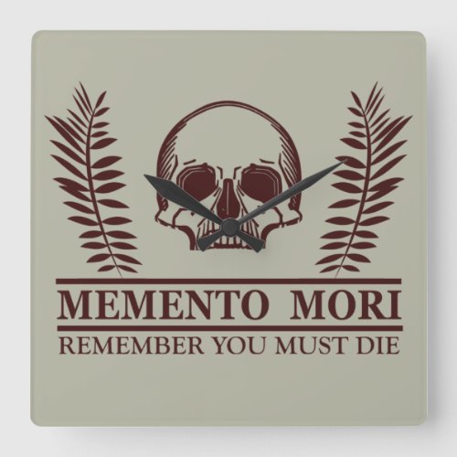 Memento mori square wall clock