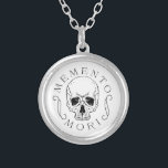 Memento Mori Sterling Silver Pendant Necklace<br><div class="desc">Momento Mori stoicism skull necklace.</div>