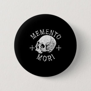 Memento Mori Stoic Remember Death Skull Bones Tatt Button