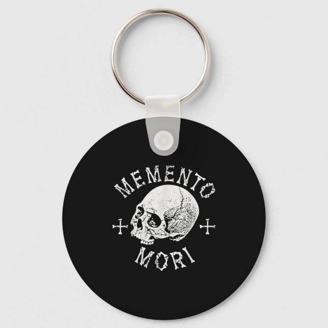 Memento Mori Stoic Remember Death Skull Bones Tatt Keychain (Front)