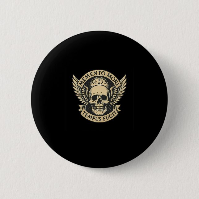 Memento Mori Tempus Fugit Latin Stoic Quote Premiu Button (Front)