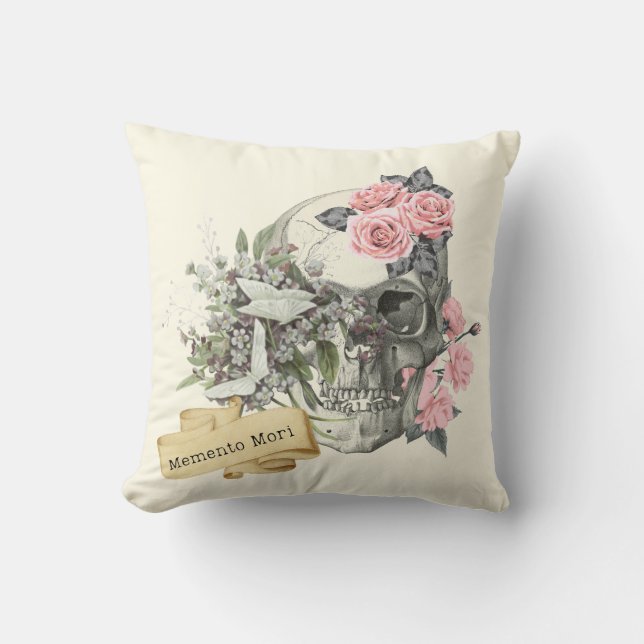 Memento Mori Throw Pillow (Front)