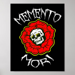Memento Mori Traditional Tattoo Flower & Skull Poster