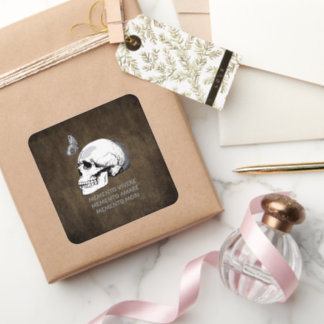 MEMENTO VIVERE • MEMENTO AMARE • MEMENTO MORI SQUARE STICKER