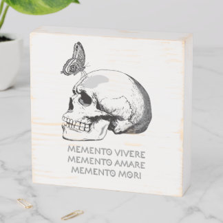 MEMENTO VIVERE • MEMENTO AMARE • MEMENTO MORI WOODEN BOX SIGN