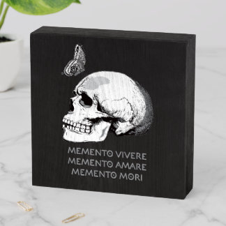 MEMENTO VIVERE • MEMENTO AMARE • MEMENTO MORI WOODEN BOX SIGN