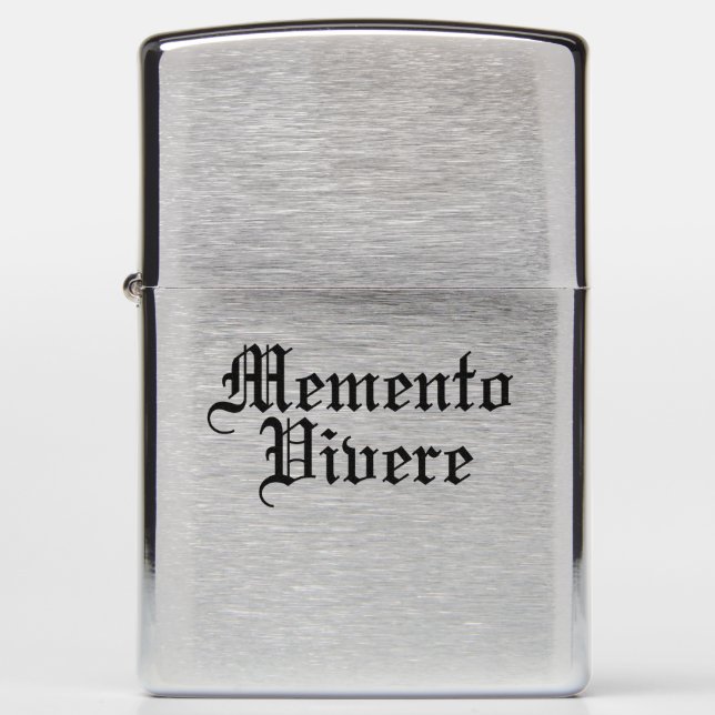 Memento Vivere - Remember To Live - Latin Phrase Zippo Lighter (Front)