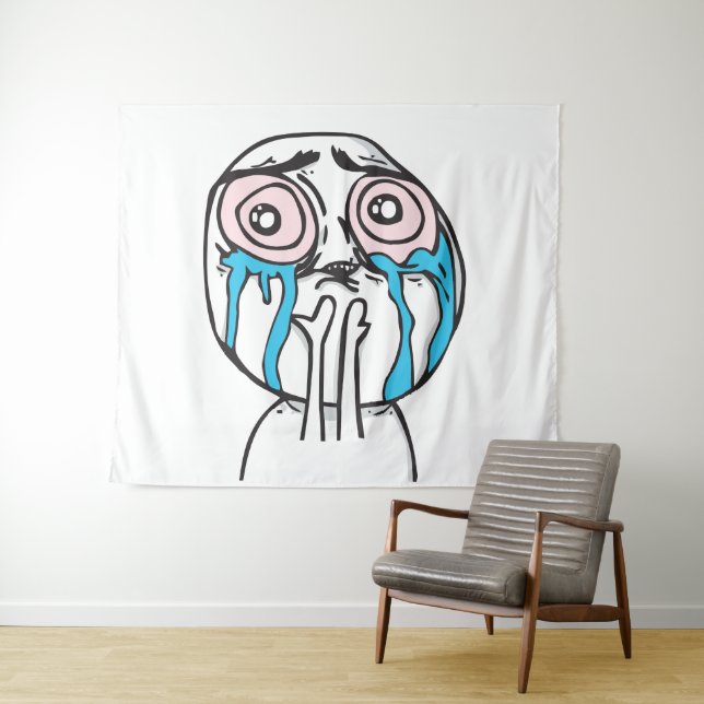 memes le Me crying pink eyes smoking Tapestry (In Situ (Horizontal))