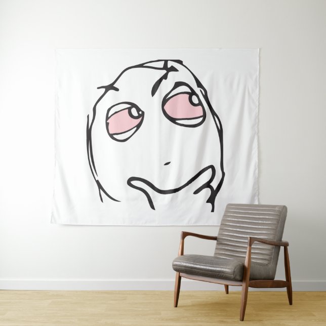 memes le Me question thinking pink eyes smoking Tapestry (In Situ (Horizontal))