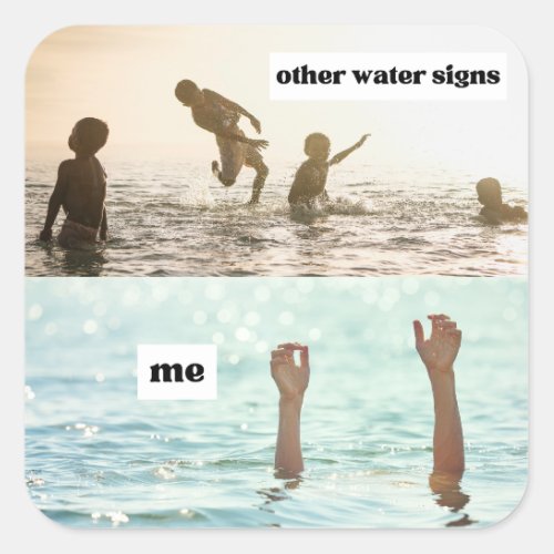Memes Water Signs Astrology Fun Emotion Enjoy Square Sticker
