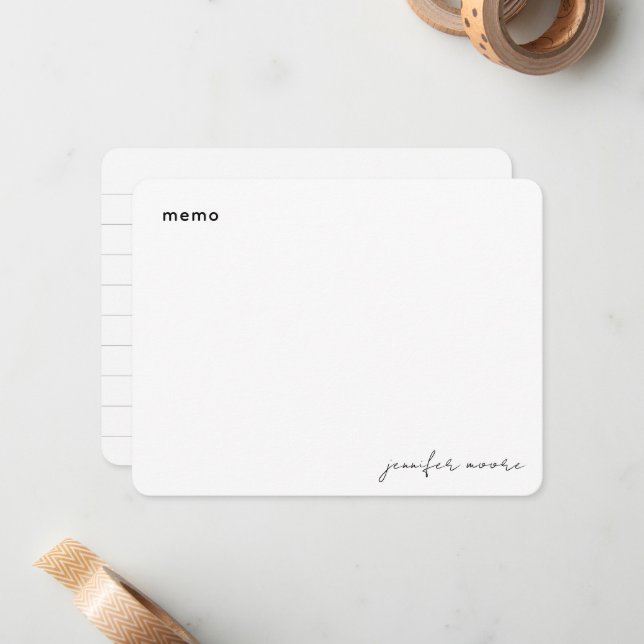 Memo Minimal Simple Black and White Planner  Note Card (Front/Back In Situ)