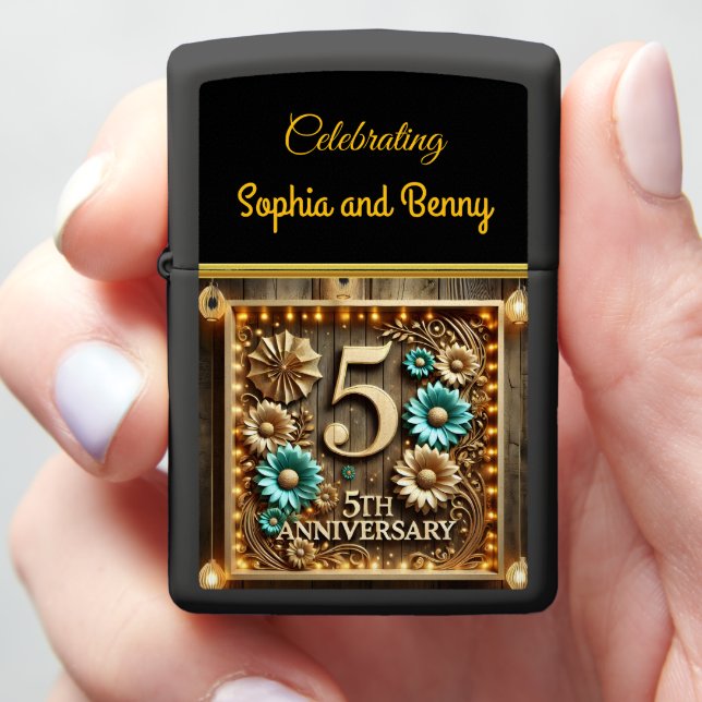 Memorable 5th Anniversary Celebration Zippo Lighter (In Hand)