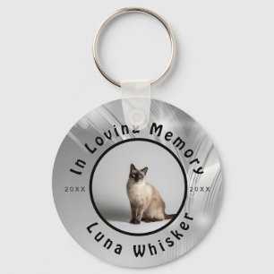 Memorable Cat Photo Circle Frame Art Keychain